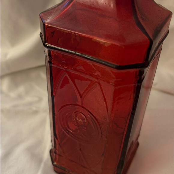 Red Glass Decorative Bottle with Cork - Picture 3 of 3